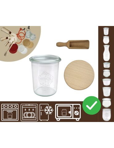 Słoiki i butelki - Słoiki WECK / drewniane wieko, miarka słoik 160ml MOLD - product 28