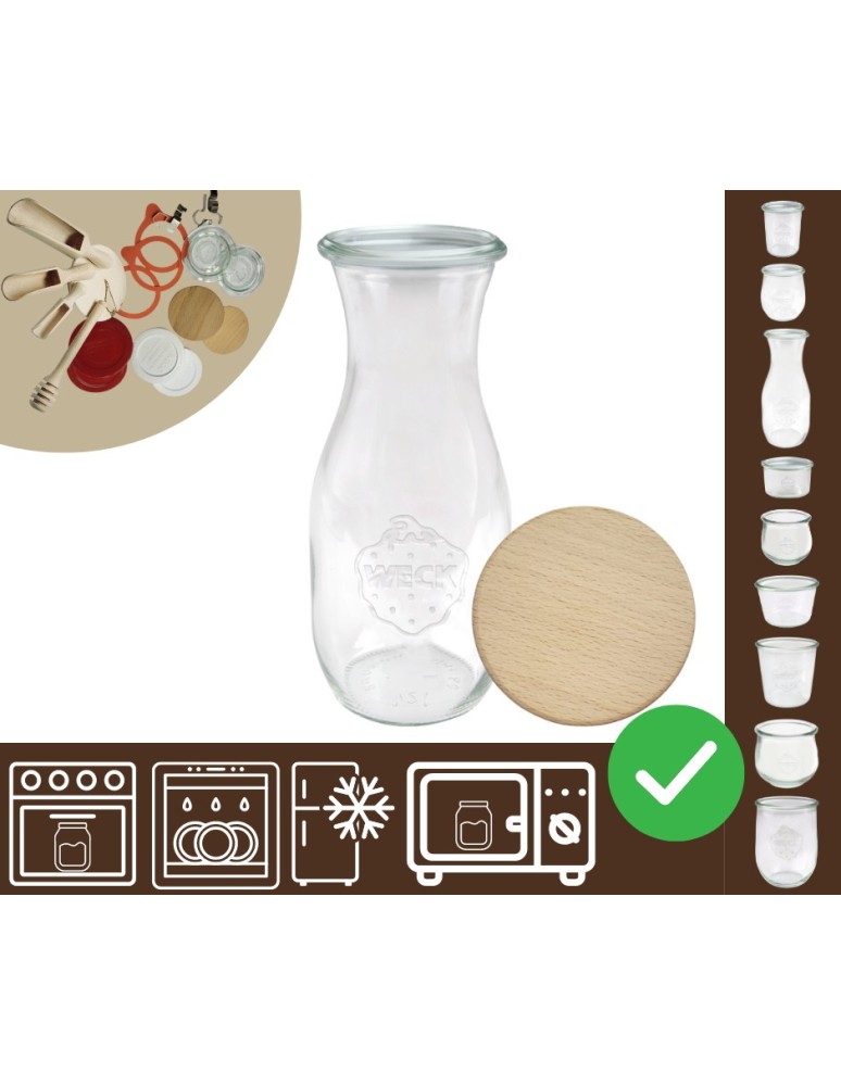 Słoiki i butelki - Słoiki WECK / drewniane wieko KARAFKA 1l 1062ml BUTELKA - product MODO24.PL 20