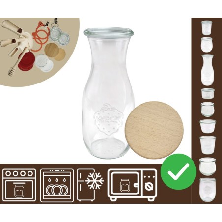 Słoiki WECK / drewniane wieko KARAFKA 1l 1062ml BUTELKA