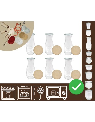 Słoiki i butelki - Słoiki WECK 6szt/ drewniane wieko KARAFKA 1l 1062ml BUTELKA - product 20