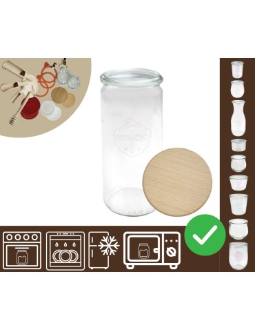 Słoiki i butelki - Słoiki WECK / drewniane wieko słoik 1040ml 1l CYLINDER - product 20