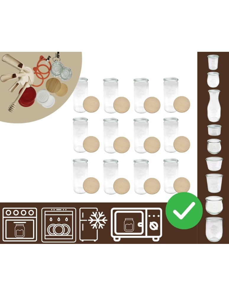 Słoiki i butelki - Słoiki WECK 12szt/ drewniane wieko słoik 1040ml 1l CYLINDER - product MODO24.PL 20