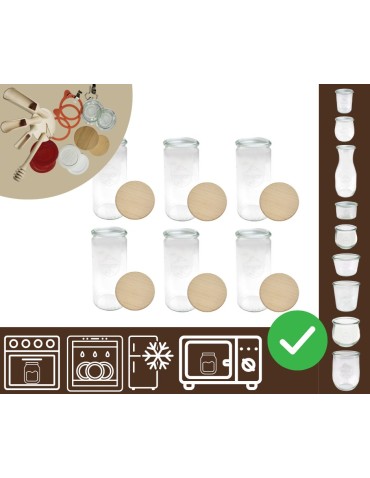 Słoiki i butelki - Słoiki WECK 6szt/ drewniane wieko słoik 1040ml 1l CYLINDER - product 20