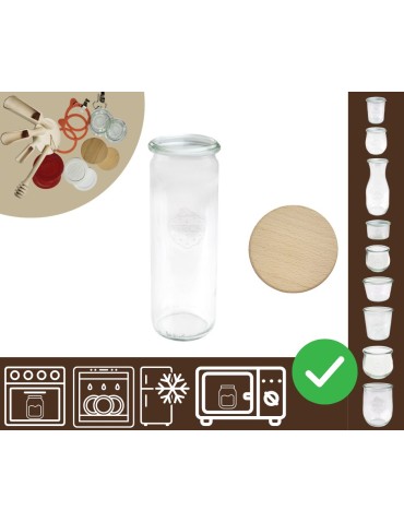 Słoiki i butelki - Słoiki WECK / drewniane wieko słoik 600ml CYLINDER - product 20