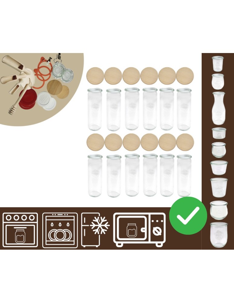 Słoiki i butelki - Słoiki WECK 12szt/ drewniane wieko słoik 600ml CYLINDER - product MODO24.PL 20