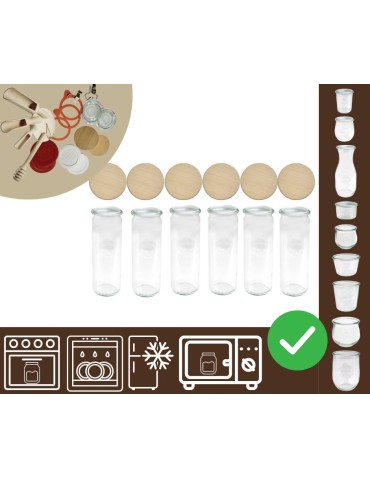 Słoiki i butelki - Słoiki WECK 6szt/ drewniane wieko słoik 600ml CYLINDER - product 20