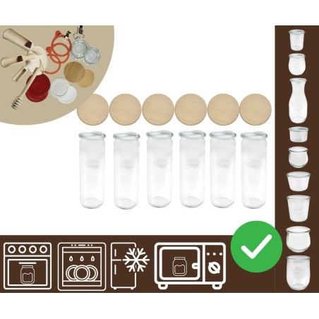 Słoiki WECK 6szt/ drewniane wieko słoik 600ml CYLINDER