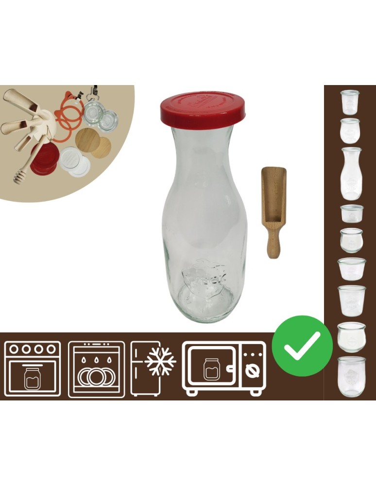 Słoiki i butelki - Słoiki WECK / silikonowe wieko, miarka KARAFKA 1l 1062ml BUTELKA - product MODO24.PL 30