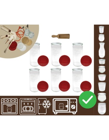 Słoiki i butelki - Słoiki WECK 6szt/ silikonowe wieko, miarka słoik 1040ml 1l CYLINDER - product 30
