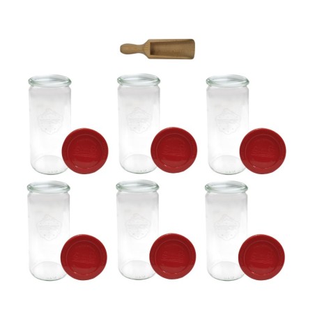 Słoiki WECK 6szt/ silikonowe wieko, miarka słoik 1040ml 1l CYLINDER