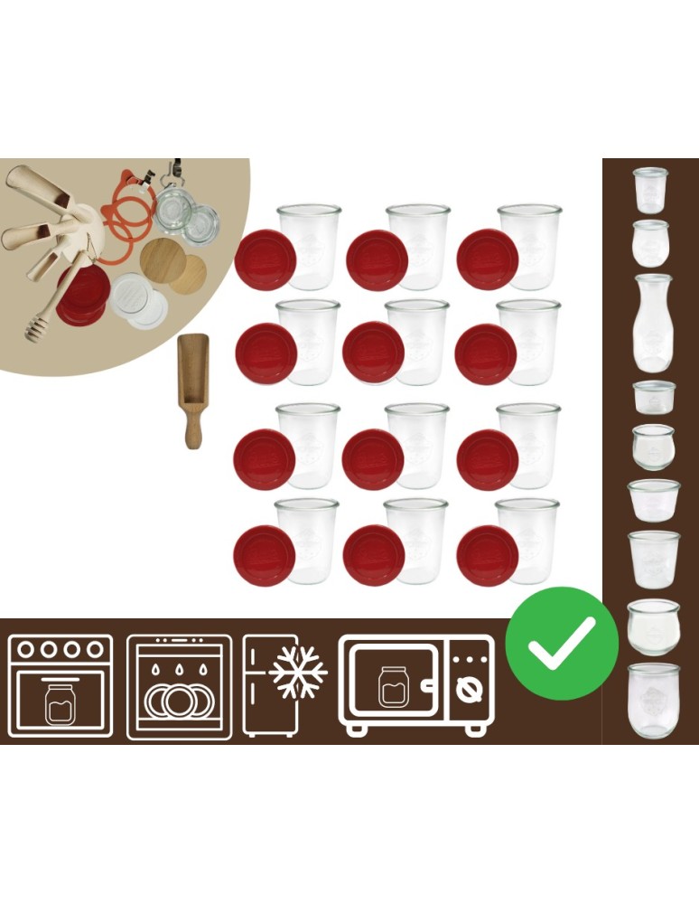 Słoiki i butelki - Słoiki WECK 12szt/ silikonowe wieko, miarka słoik 850ml MOLD - product MODO24.PL 30