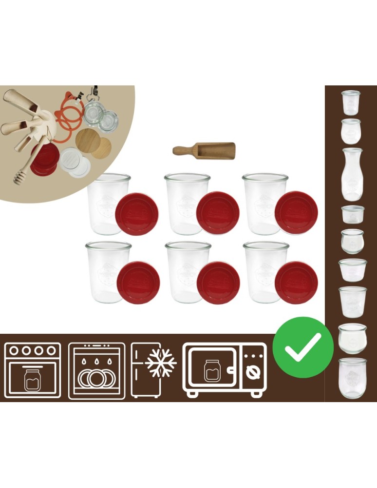 Słoiki i butelki - Słoiki WECK 6szt/ silikonowe wieko, miarka słoik 850ml MOLD - product MODO24.PL 30