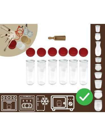 Słoiki i butelki - Słoiki WECK 6szt/ silikonowe wieko, miarka słoik 600ml CYLINDER - product 30