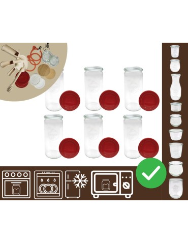 Słoiki i butelki - Słoiki WECK 6szt/ silikonowe wieko słoik 1040ml 1l CYLINDER - product 30