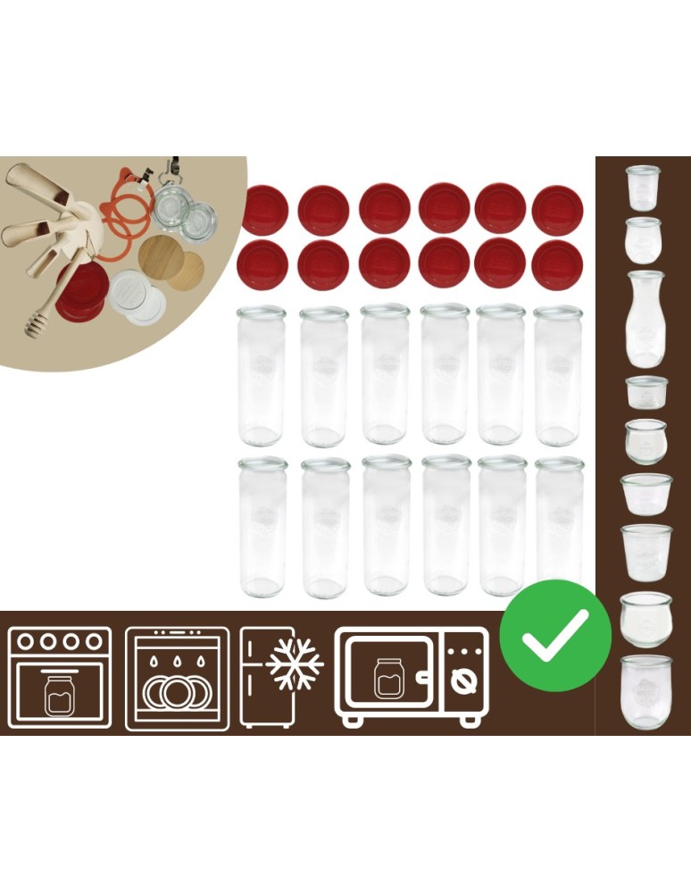 Słoiki i butelki - Słoiki WECK 12szt/ silikonowe wieko słoik 600ml CYLINDER - product MODO24.PL 30