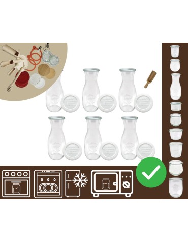 Słoiki i butelki - Słoiki WECK 6szt/ plastikowe wieko, miarka KARAFKA 1l 1062ml BUTELKA - product 30