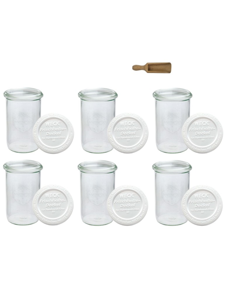 Słoiki i butelki - Słoiki WECK 6szt/ plastikowe wieko, miarka słoik 1050ml 1l MOLD - product MODO24.PL 32