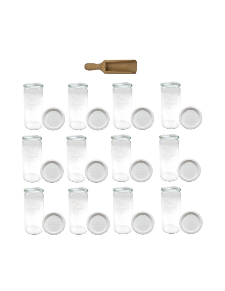 Słoiki i butelki - Słoiki WECK 12szt/ plastikowe wieko, miarka słoik 1040ml 1l CYLINDER - product MODO24.PL 32