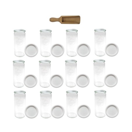 Słoiki WECK 12szt/ plastikowe wieko, miarka słoik 1040ml 1l CYLINDER