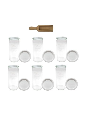 Słoiki i butelki - Słoiki WECK 6szt/ plastikowe wieko, miarka słoik 1040ml 1l CYLINDER - product 32