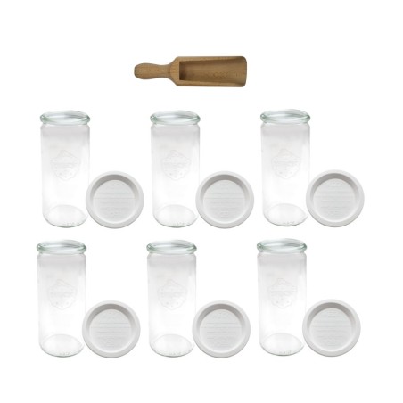 Słoiki WECK 6szt/ plastikowe wieko, miarka słoik 1040ml 1l CYLINDER