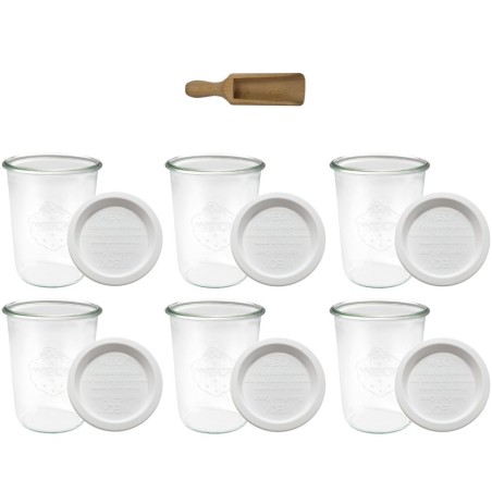 Słoiki WECK 6szt/ plastikowe wieko, miarka słoik 850ml MOLD