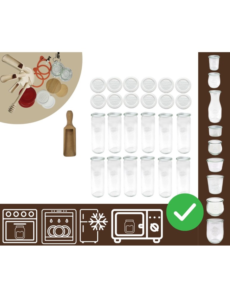 Słoiki i butelki - Słoiki WECK 12szt/ plastikowe wieko, miarka słoik 600ml CYLINDER - product MODO24.PL 30
