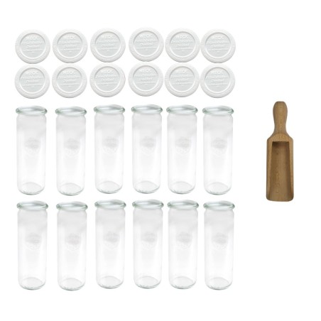 Słoiki WECK 12szt/ plastikowe wieko, miarka słoik 600ml CYLINDER