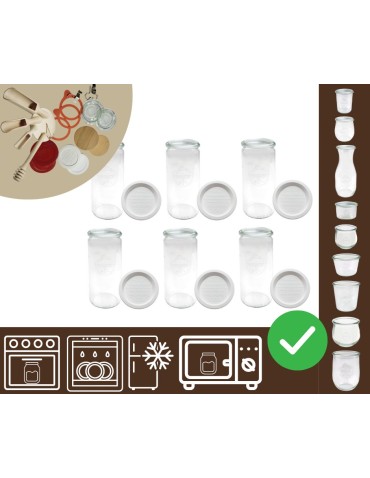 Słoiki i butelki - Słoiki WECK 6szt/ plastikowe wieko słoik 1040ml 1l CYLINDER - product 30