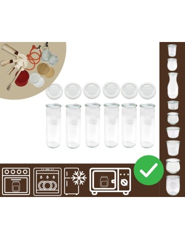 Słoiki i butelki - Słoiki WECK 6szt/ plastikowe wieko słoik 600ml CYLINDER - product 30