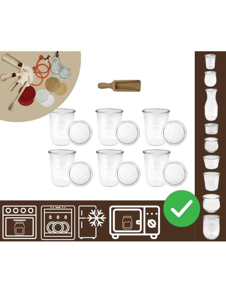 Słoiki i butelki - Słoiki WECK 6szt/ szklane wieko, miarka słoik 850ml MOLD - product MODO24.PL 30