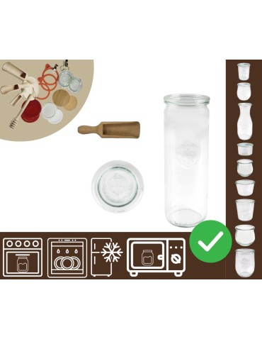 Słoiki i butelki - Słoiki WECK / szklane wieko, miarka słoik 600ml CYLINDER - product 30