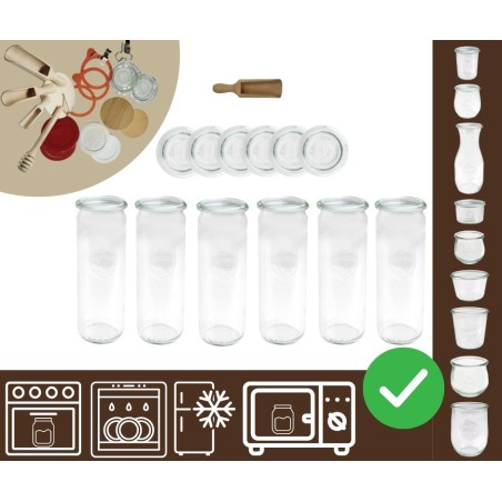 Słoiki WECK 6szt/ szklane wieko, miarka słoik 600ml CYLINDER