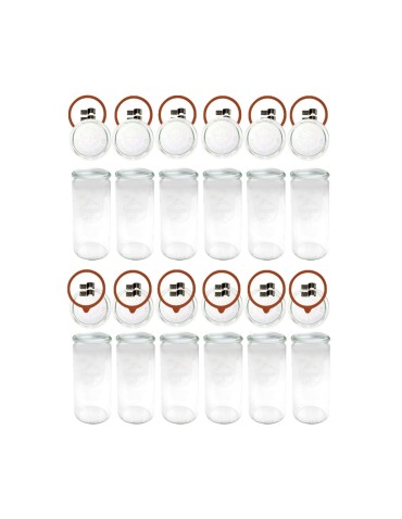 Słoiki i butelki - Słoiki WECK 12szt/ szkl. wieko,gumka, bl słoik 1040ml 1l CYLINDER - produkt 42