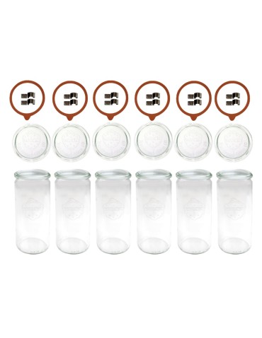 Słoiki i butelki - Słoiki WECK 6szt/ szkl. wieko,gumka, bl słoik 1040ml 1l CYLINDER - produkt 42