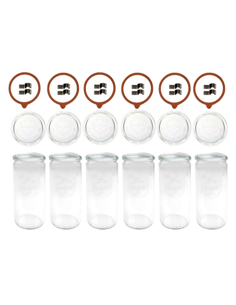 Słoiki i butelki - Słoiki WECK 6szt/ szkl. wieko,gumka, bl słoik 1040ml 1l CYLINDER - produkt MODO24.PL 42