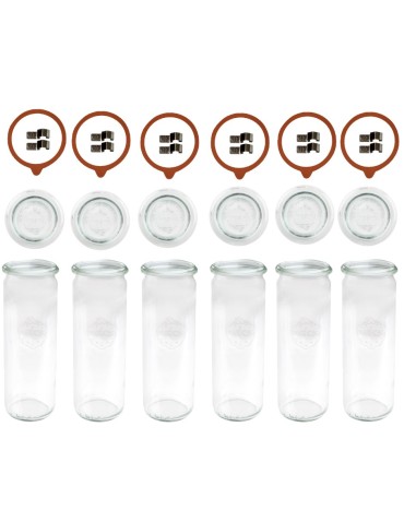 Słoiki i butelki - Słoiki WECK 6szt/ szkl. wieko,gumka, bl słoik 600ml CYLINDER - produkt 42