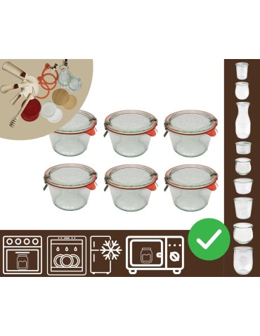 Słoiki i butelki - Słoiki WECK 6szt/ szkl. wieko,gumka, bl słoik 370ml MOLD - produkt 40