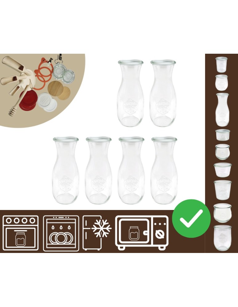 Słoiki i butelki - Słoiki WECK 6szt/ żaroodporna KARAFKA 1l 1062ml BUTELKA - product MODO24.PL 30