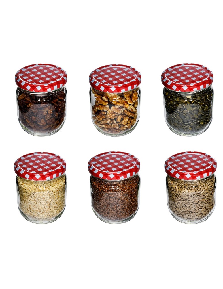 Słoiki - Słoik zwykły 425 ml · Pokrywka (⌀82) z designem “karo” · 6 sztuk - product MODO24.PL 7