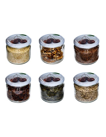 Słoiki - Słoik 330 ml zwykły · Pokrywka (⌀82) z grafiką “czereśnia” · 6-pak - product 7