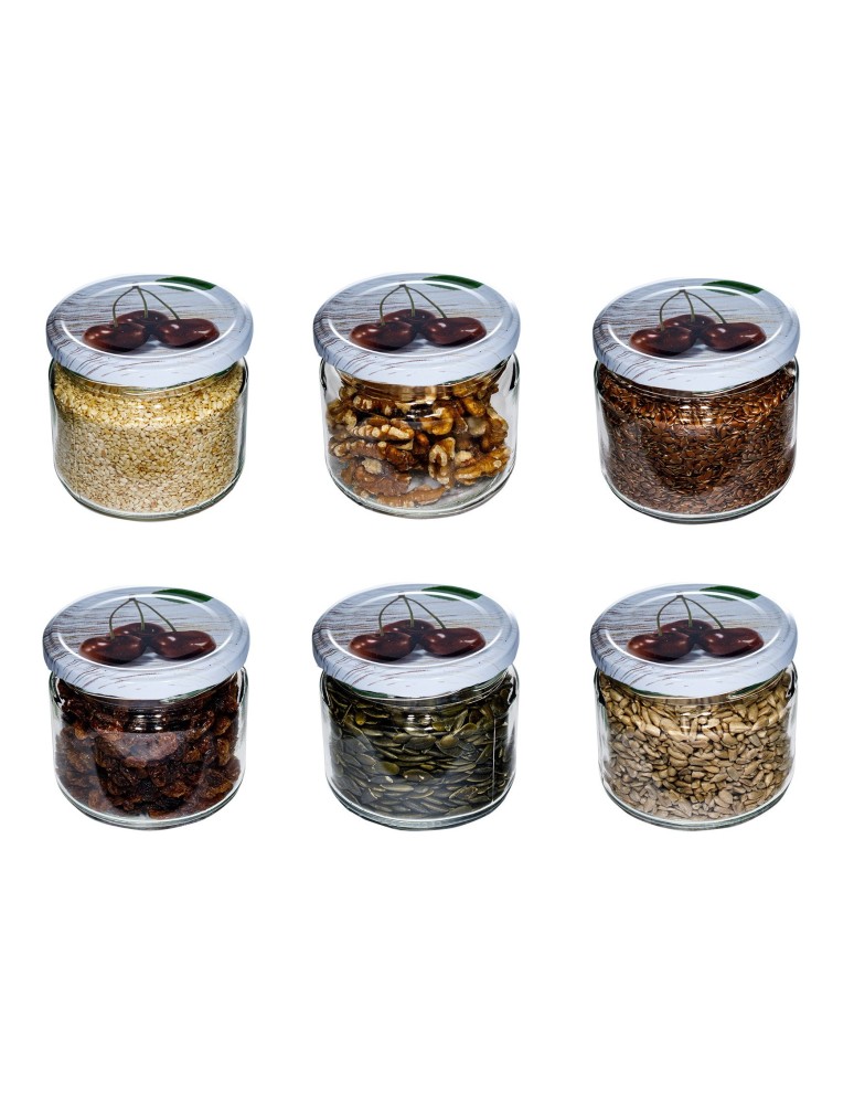 Słoiki - Słoik 330 ml zwykły · Pokrywka (⌀82) z grafiką “czereśnia” · 6-pak - product MODO24.PL 7