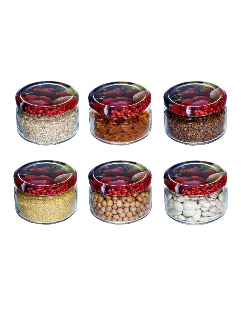 Słoiki - Słoik 250ml okrągły · Pokrywki owocowy mix ⌀82 · 6-pak - product MODO24.PL 13