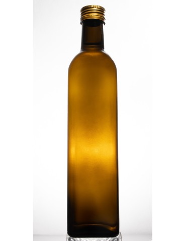 Szklane butelki na alkohol - galoniki - Kwadratowa zielona butelka 500 ml ze złotą nakrętką fi 31,5 mm · Komplet 6 sztuk - product 18