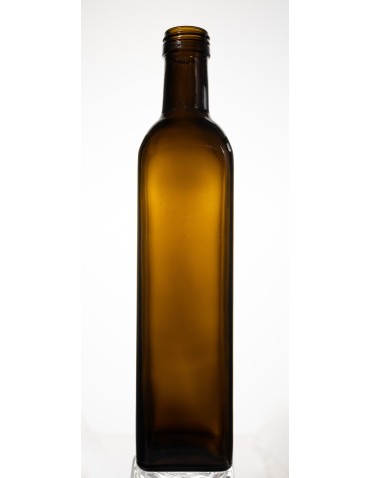 Szklane butelki na alkohol - galoniki - Kwadratowa zielona butelka 500 ml ze złotą nakrętką fi 31,5 mm · Komplet 6 sztuk - product 19