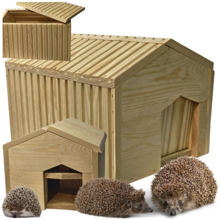 Domek dla jeża naturalny drewniany EKO 25x36x27 cm budka ogrodowa zimowa