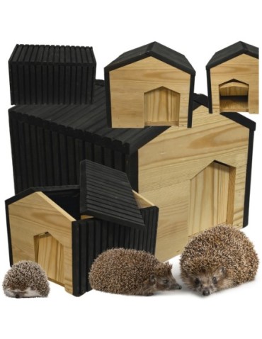 Domek dla jeża drewniany EKO impregnowany 25x36x27 cm schronienie zimowe