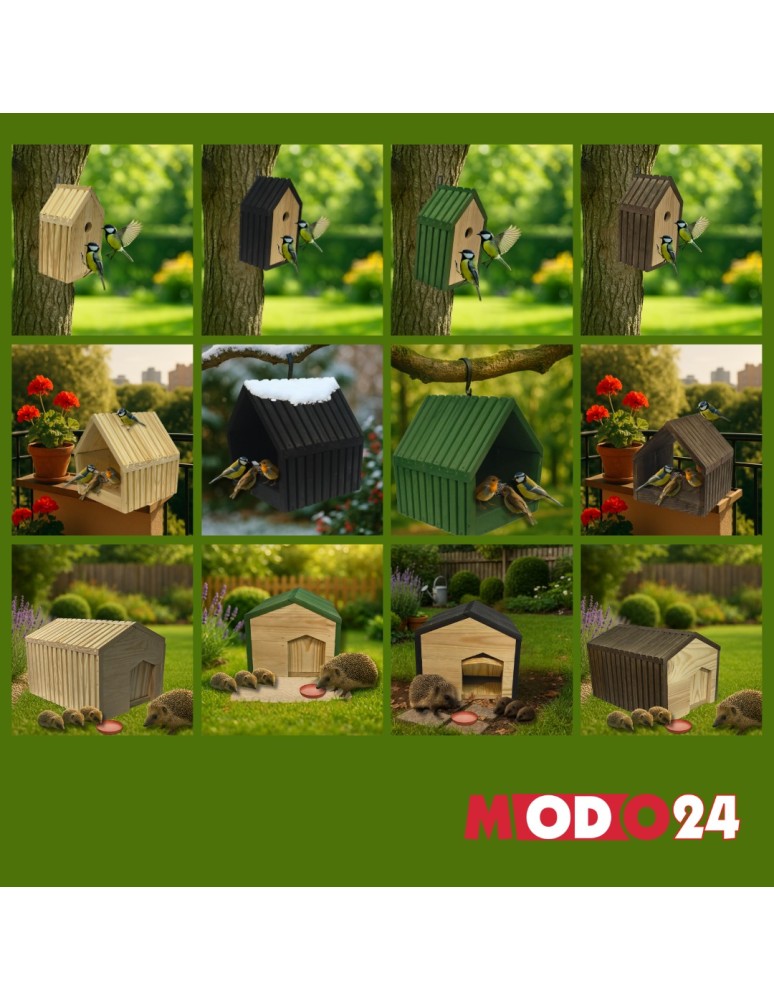 Dom dla jeży - Domek dla jeża drewniany EKO impregnowany 25x36x27 cm ogrodowe legowisko - product MODO24.PL 14