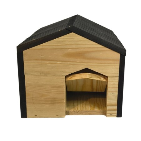 Domek dla jeża drewniany EKO impregnowany 25x36x27 cm z siankiem i miseczką