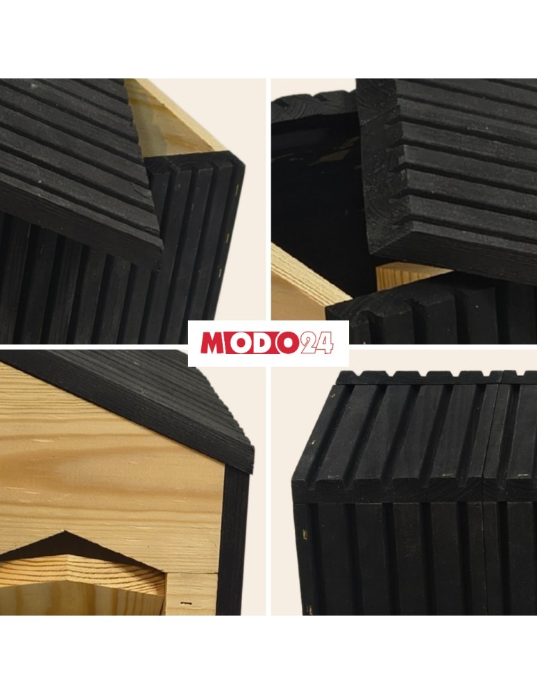 Dom dla jeży - Domek dla jeża drewniany EKO impregnowany 25x36x27 cm z siankiem i miseczką - product MODO24.PL 7